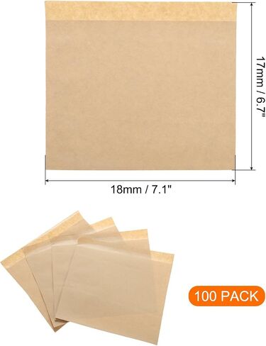 uxcell 100Pcs Kraft Paper Sandwich Bags, 7.9 x 5.9 Inch Greaseproof Paper Cookie Bag Paper Snack Bags Lunch Bags for Home Bakery Shop Bread, Brown in Saudi Arabia