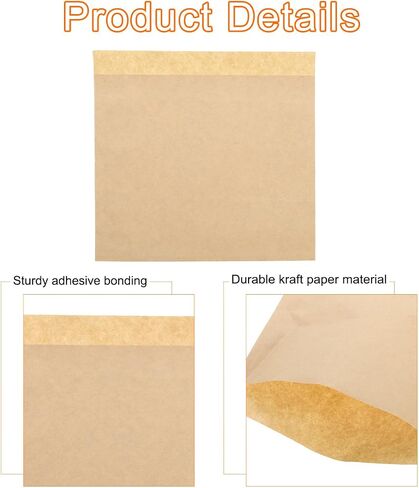 uxcell 100Pcs Kraft Paper Sandwich Bags, 7.9 x 5.9 Inch Greaseproof Paper Cookie Bag Paper Snack Bags Lunch Bags for Home Bakery Shop Bread, Brown in Saudi Arabia
