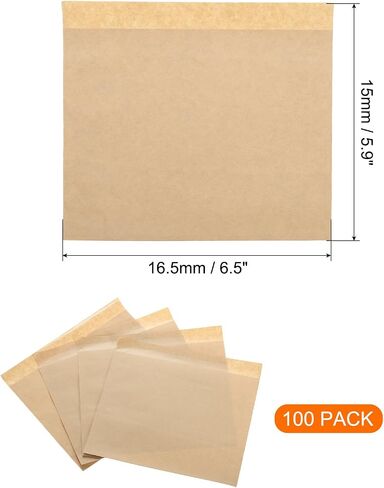 uxcell 100Pcs Kraft Paper Sandwich Bags, 7.9 x 5.9 Inch Greaseproof Paper Cookie Bag Paper Snack Bags Lunch Bags for Home Bakery Shop Bread, Brown in Saudi Arabia