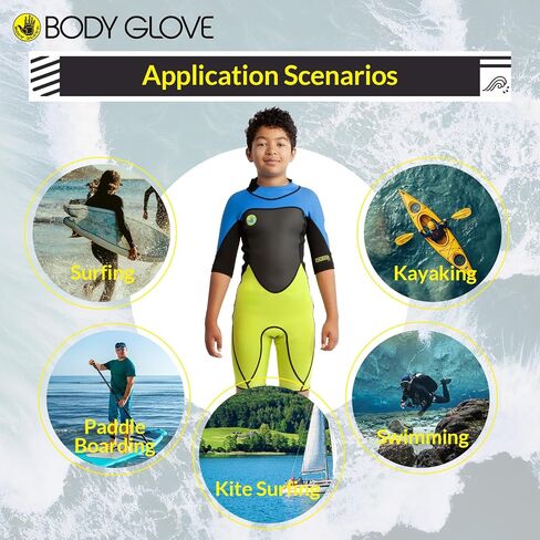 Body Glove Phoenix 2mm Kids Wetsuit for Boys Girls, Neoprene Back-Zip Short Sleeve Springsuit, Size (8-16) Full Wet Suits Keep Warm in Cold Water for Water Sports Swimming Surfing Snorkeling Diving in Saudi Arabia