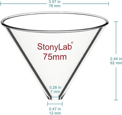 قمع زجاجي من stonylab، قمع بدون جذع من زجاج البورسليكات السميك بقطر داخلي 90 مم للاستخدام في المختبر in Saudi Arabia