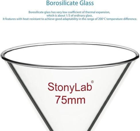 قمع زجاجي من stonylab، قمع بدون جذع من زجاج البورسليكات السميك بقطر داخلي 90 مم للاستخدام في المختبر in Saudi Arabia
