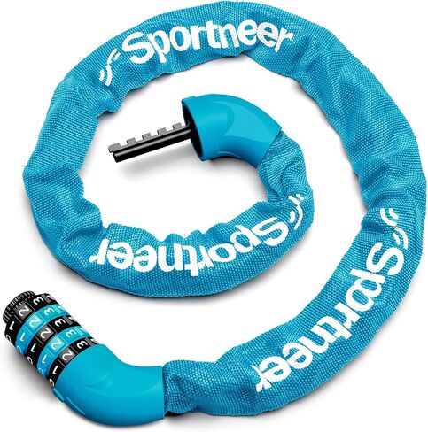 Sportneer Bike Lock: 5 Digit Combination High Security Anti Theft Bike Chain Lock - 3.2/3.6/4ft Heavy Duty Keyless Bicycle Lock for Bike, Motorcycle, Scooter, Door & Gate - 4/6mm Thick, Easy to Use in Saudi Arabia