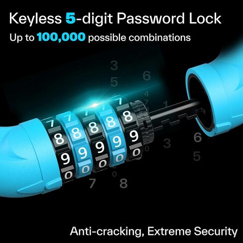 Sportneer Bike Lock: 5 Digit Combination High Security Anti Theft Bike Chain Lock - 3.2/3.6/4ft Heavy Duty Keyless Bicycle Lock for Bike, Motorcycle, Scooter, Door & Gate - 4/6mm Thick, Easy to Use in Saudi Arabia
