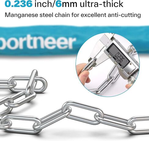 Sportneer Bike Lock: 5 Digit Combination High Security Anti Theft Bike Chain Lock - 3.2/3.6/4ft Heavy Duty Keyless Bicycle Lock for Bike, Motorcycle, Scooter, Door & Gate - 4/6mm Thick, Easy to Use in Saudi Arabia
