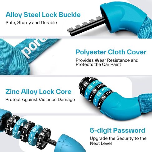 Sportneer Bike Lock: 5 Digit Combination High Security Anti Theft Bike Chain Lock - 3.2/3.6/4ft Heavy Duty Keyless Bicycle Lock for Bike, Motorcycle, Scooter, Door & Gate - 4/6mm Thick, Easy to Use in Saudi Arabia