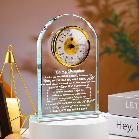 Dad Gifts For Fathers Day From Daughter Son - Crystal Clock Engraved Best Dad Ever Appreciation Gifts Father's Birthday Keepsake who Has Everything - Love Reminder Present for Thanksgiving Christmas in Saudi Arabia