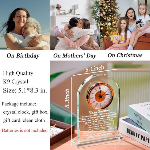 Dad Gifts For Fathers Day From Daughter Son - Crystal Clock Engraved Best Dad Ever Appreciation Gifts Father's Birthday Keepsake who Has Everything - Love Reminder Present for Thanksgiving Christmas in Saudi Arabia