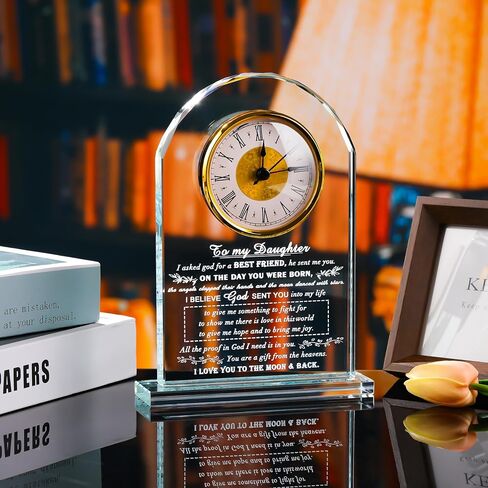 Dad Gifts For Fathers Day From Daughter Son - Crystal Clock Engraved Best Dad Ever Appreciation Gifts Father's Birthday Keepsake who Has Everything - Love Reminder Present for Thanksgiving Christmas in Saudi Arabia