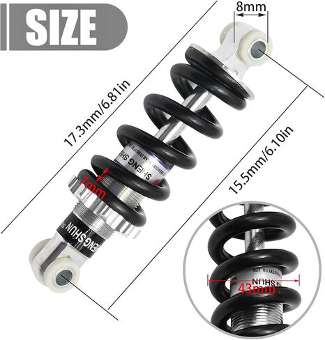 150mm 750lbs 8mm Hole Bike Rear Shock Absorber, Universal Mountain Bike Damping Suspension Spring Shock Damper for MTB, Electric Bikes, Motorcycles, ATV in Saudi Arabia