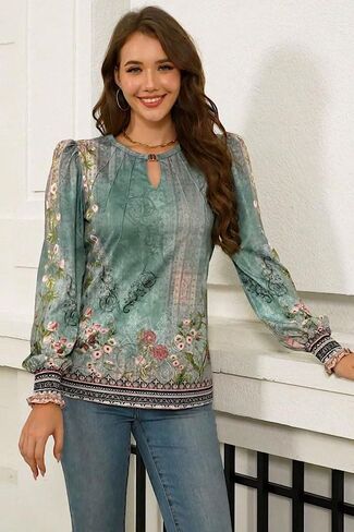 ETCYY بلوزات نسائية مطوي قمصان طويلة الأكمام متأنقة ملابس خريف غير رسمية 2024 موضة العمل الأعمال ملابس غير رسمية تونك القمم in Kuwait