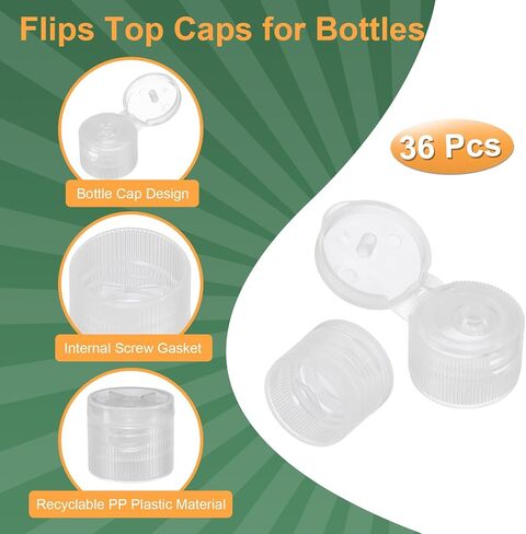 uxcell 36pcs 24/410 Flips Top Caps For Bottles, Replacement Plastic Reusable Non-Spill Bottle Lid for Squeeze Bottles, Refillable Bottles, Plastic, Empty, Shampoo Bottles, Black in Saudi Arabia