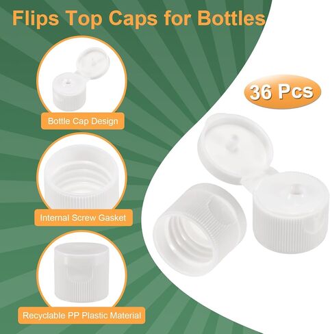 uxcell 36pcs 24/410 Flips Top Caps For Bottles, Replacement Plastic Reusable Non-Spill Bottle Lid for Squeeze Bottles, Refillable Bottles, Plastic, Empty, Shampoo Bottles, Black in Saudi Arabia