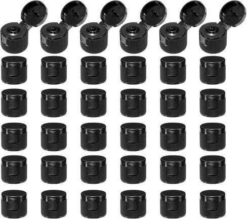 uxcell 36pcs 24/410 Flips Top Caps For Bottles, Replacement Plastic Reusable Non-Spill Bottle Lid for Squeeze Bottles, Refillable Bottles, Plastic, Empty, Shampoo Bottles, Black in Saudi Arabia