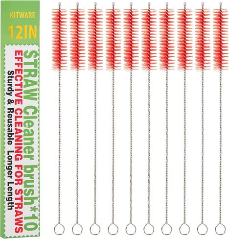 KITWARE Drinking Straw Cleaner Brush, Muti-Color Straw Brush, Extra Long Small Pipe Cleaner, Cleaning Brush Set of 10-Piece, Cleaning Brush with Durable Nylon Bristles in Saudi Arabia