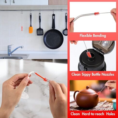 KITWARE Drinking Straw Cleaner Brush, Muti-Color Straw Brush, Extra Long Small Pipe Cleaner, Cleaning Brush Set of 10-Piece, Cleaning Brush with Durable Nylon Bristles in Saudi Arabia