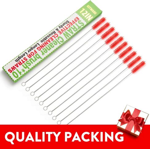 KITWARE Drinking Straw Cleaner Brush, Muti-Color Straw Brush, Extra Long Small Pipe Cleaner, Cleaning Brush Set of 10-Piece, Cleaning Brush with Durable Nylon Bristles in Saudi Arabia