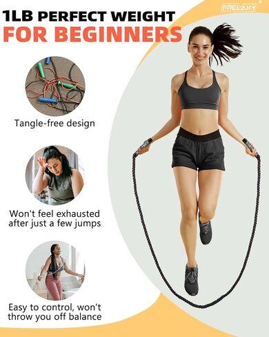 Weighted Jump Rope, Jump Rope 1LB for beginners, Heavy Jump Ropes for Fitness, Total Body Workouts, Weight Loss, Strength Training, Compact Skipping Rope for Home Gym Workout Equipment in Saudi Arabia