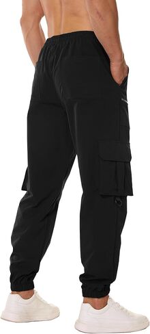 بنطال رياضي كاجوال للرجال بخصر مطاطي برباط للركض، بنطال رياضي مدبب للرجال بجيوب متعددة in Kuwait