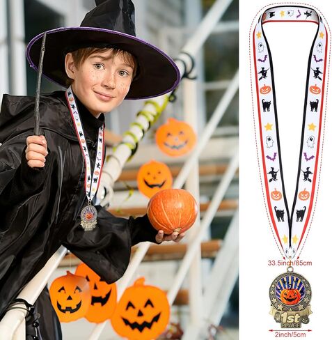 30 Pcs Halloween Pumpkin Medals Metal Halloween Award Medals with Ribbon Gold Silver Bronze Medals 1st 2nd 3rd Prizes for Kids Adults Halloween Costume Party Pumpkin Carving Contest in Saudi Arabia