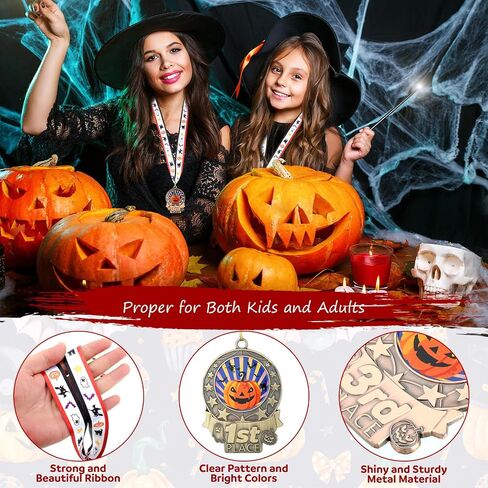 30 Pcs Halloween Pumpkin Medals Metal Halloween Award Medals with Ribbon Gold Silver Bronze Medals 1st 2nd 3rd Prizes for Kids Adults Halloween Costume Party Pumpkin Carving Contest in Saudi Arabia