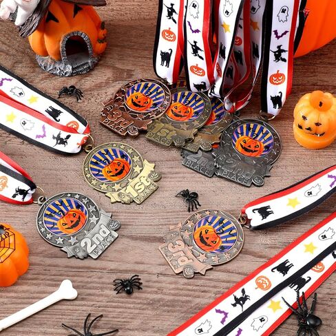 30 Pcs Halloween Pumpkin Medals Metal Halloween Award Medals with Ribbon Gold Silver Bronze Medals 1st 2nd 3rd Prizes for Kids Adults Halloween Costume Party Pumpkin Carving Contest in Saudi Arabia