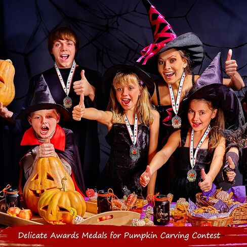 30 Pcs Halloween Pumpkin Medals Metal Halloween Award Medals with Ribbon Gold Silver Bronze Medals 1st 2nd 3rd Prizes for Kids Adults Halloween Costume Party Pumpkin Carving Contest in Saudi Arabia