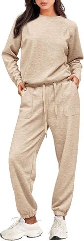 PRETTYGARDEN Women's 2 Piece Tracksuit Outfits Casual Long Sleeve Top High Waisted Sweatpants Lounge Jogger Set in Saudi Arabia