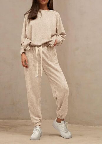 PRETTYGARDEN Women's 2 Piece Tracksuit Outfits Casual Long Sleeve Top High Waisted Sweatpants Lounge Jogger Set in Saudi Arabia