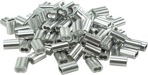 100 قطعة من Muzata كم حلقة تجعيد من الألومنيوم للتعليق والتأمين 1/8 بوصة /3.2 مم حبل سلكي، نهاية خط كابل حلقة أسطوانية مزدوجة CR10، سلسلة CA1 in Kuwait