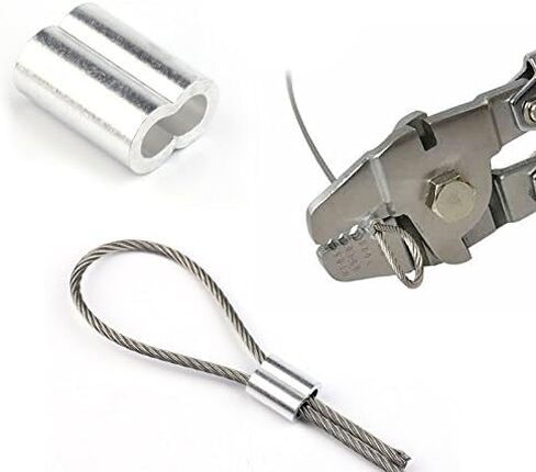 100 قطعة من Muzata كم حلقة تجعيد من الألومنيوم للتعليق والتأمين 1/8 بوصة /3.2 مم حبل سلكي، نهاية خط كابل حلقة أسطوانية مزدوجة CR10، سلسلة CA1 in Kuwait