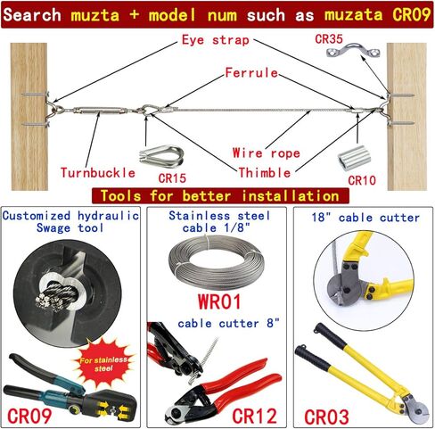 100 قطعة من Muzata كم حلقة تجعيد من الألومنيوم للتعليق والتأمين 1/8 بوصة /3.2 مم حبل سلكي، نهاية خط كابل حلقة أسطوانية مزدوجة CR10، سلسلة CA1 in Kuwait