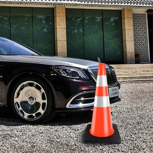 Traffic Cones 28 inch Orange 8 Pack Heavy Duty Safety Cones with Reflective Collars Fit Parking Lot,Driveway Road Traffic Control Construction Cones in Kuwait