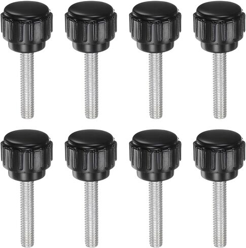 uxcell 8pcs Knurled Clamping Knobs M3 x 6mm Metric Zinc Plated Carbon Steel Male Thread Thumb Screw on Type 14mm Plastic Round Head Threaded Hand Bolt Stud Knobs Black in Saudi Arabia