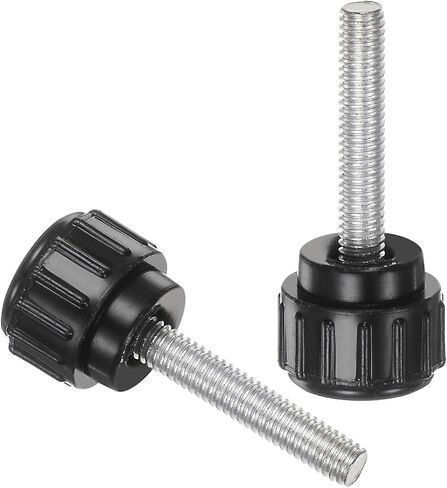 uxcell 8pcs Knurled Clamping Knobs M3 x 6mm Metric Zinc Plated Carbon Steel Male Thread Thumb Screw on Type 14mm Plastic Round Head Threaded Hand Bolt Stud Knobs Black in Saudi Arabia