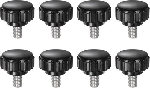uxcell 8pcs Knurled Clamping Knobs M3 x 6mm Metric Zinc Plated Carbon Steel Male Thread Thumb Screw on Type 14mm Plastic Round Head Threaded Hand Bolt Stud Knobs Black in Saudi Arabia