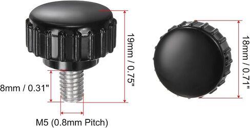 uxcell 8pcs Knurled Clamping Knobs M3 x 6mm Metric Zinc Plated Carbon Steel Male Thread Thumb Screw on Type 14mm Plastic Round Head Threaded Hand Bolt Stud Knobs Black in Saudi Arabia