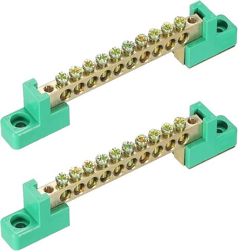 MECCANIXITY Terminal Ground Bar Screw Block Barrier Brass 12 Positions Green for Electrical Distribution Pack of 2 in Saudi Arabia