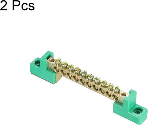 MECCANIXITY Terminal Ground Bar Screw Block Barrier Brass 12 Positions Green for Electrical Distribution Pack of 2 in Saudi Arabia