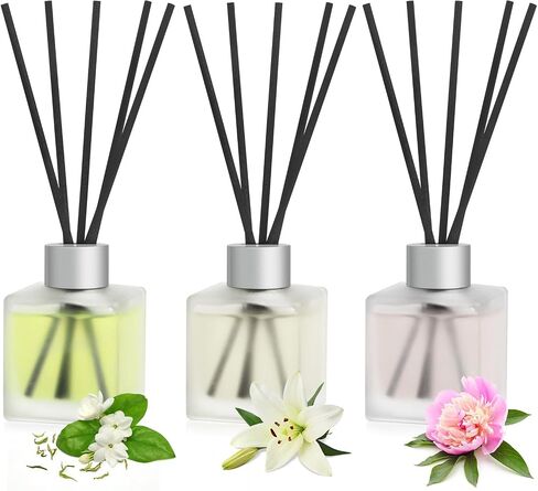 مجموعة ناشرة روائح القصب مكونة من 3 قطع، زيت معطر من الكتان/الحمضيات/الشاي الأبيض من الخيزران، زيوت عطرية للغابات مع أعواد ناشرة للروائح، معطر هواء للحمام يدوم طويلاً، عطر منزلي لديكور الغرفة in Kuwait