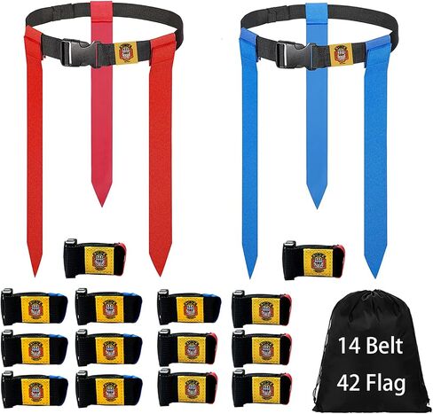 Ynotus Flag Football Belts, Adjustable Flag Football Set 14 Player with 42 Flags Football Training Equipment for Kids in Saudi Arabia