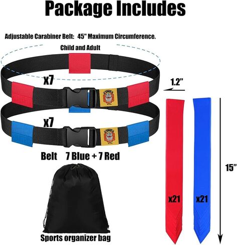 Ynotus Flag Football Belts, Adjustable Flag Football Set 14 Player with 42 Flags Football Training Equipment for Kids in Saudi Arabia