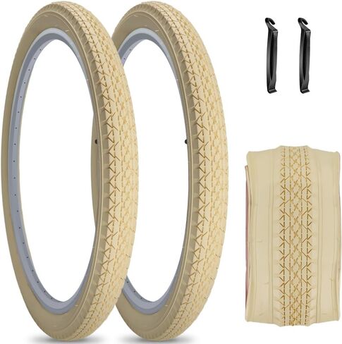 SIMEIQI 1 or 2 Pack 26"x2.125" Beach Cruiser Bike Tires Cream Color with or without Inner Tubes 26"x1.75"/2.125" Replacement Folding Bicycle Tyres for City Commuter Urban Pavement in Saudi Arabia