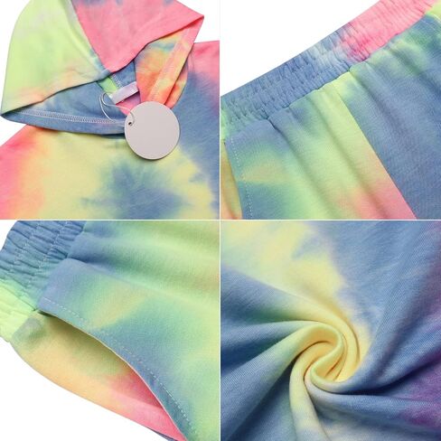 Greatchy Girls Clothes Tie Dye Sweatshirt Hoodies Pullover Tracksuit Sweatsuits Set Outfits Pants Sweatpants With Pockets in Saudi Arabia