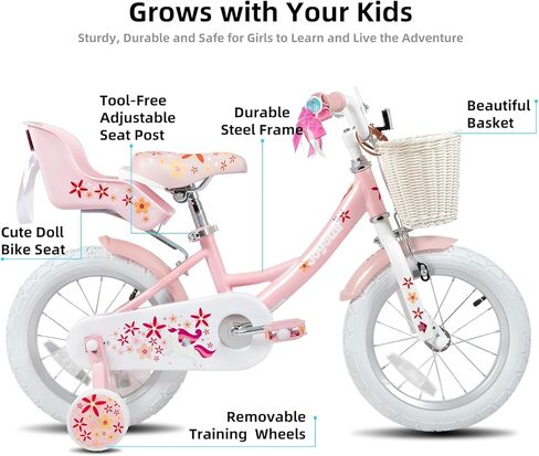 دراجة JOYSTAR Unicorn للفتيات للأطفال بعمر 2-9 سنوات، دراجة أطفال مقاس 12 14 16 18 بوصة مع عجلات تدريب، ولافتات، وسلة ومقعد دمية، ودراجات أطفال، ألوان متعددة in Kuwait