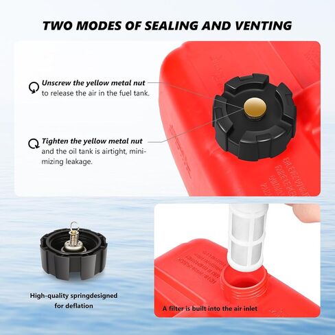 DNA MOTORING 24L / 6 Gallon Portable Diesel Gasoline Coal Fuel Gas Tank for Fishing Boat, Yacht, Shipboard Operations, w/Hose, Red, TOOLS-00468 in Saudi Arabia