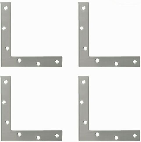 Alise L Flat Brackets,Corner Bracket Black Corner Brace Mending Plate Repair 120mm x 120mm Stainless Steel Flat Braces for Wood Tables, Chairs, Sofas, Beds, Cabinets, Doors and Windows,Pack of 8 in Saudi Arabia