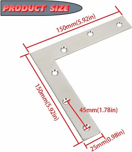 Alise L Flat Brackets,Corner Bracket Black Corner Brace Mending Plate Repair 120mm x 120mm Stainless Steel Flat Braces for Wood Tables, Chairs, Sofas, Beds, Cabinets, Doors and Windows,Pack of 8 in Saudi Arabia