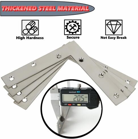 Alise L Flat Brackets,Corner Bracket Black Corner Brace Mending Plate Repair 120mm x 120mm Stainless Steel Flat Braces for Wood Tables, Chairs, Sofas, Beds, Cabinets, Doors and Windows,Pack of 8 in Saudi Arabia