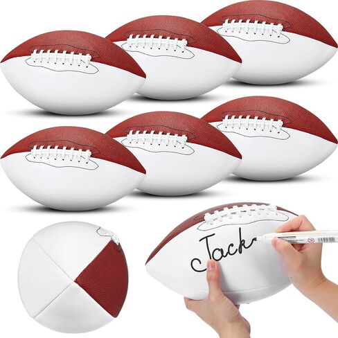 11.02in Blank Autograph Football Size 9 Blank Football with 1 Brown and 3 White Panels Brown Football for Autographs Customized Football Trophy for Rugby Game in Saudi Arabia